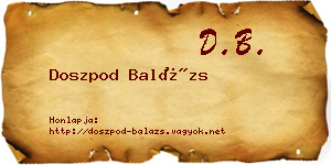 Doszpod Balázs névjegykártya