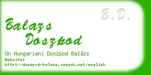 balazs doszpod business card