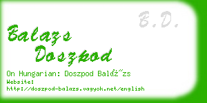 balazs doszpod business card